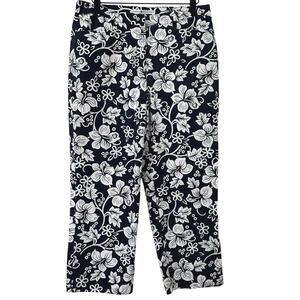 Tommy Hilfiger Women Cropped Trouser Pants Preppy Vacation Coastal Blue Size 8